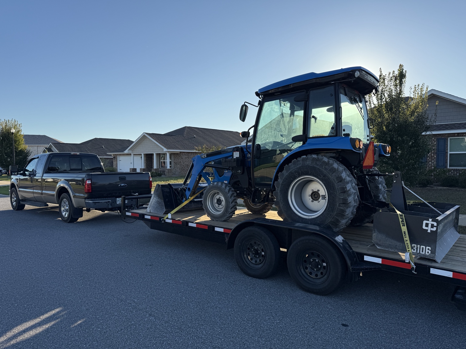 Tractor on trailer
